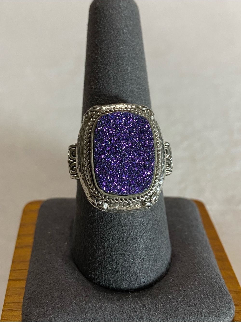 Sarda .925 Sterling Silver Purple Druzy Statement Ring